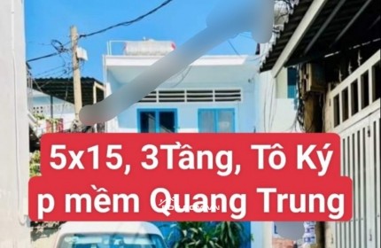 Bán gấp nhà 3TẦNG 75M2 NGANG 5M CHỈ HƠN 3TỶ TÔ KÝ, PM QUANG TRUNG Q.12